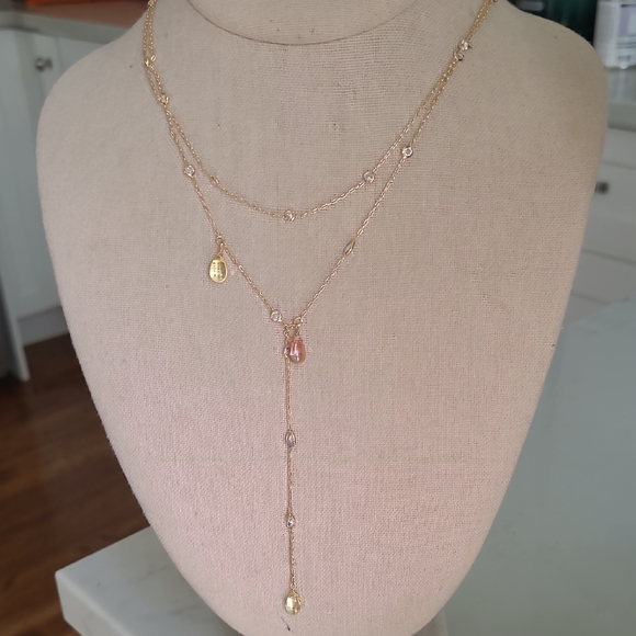 Anthropologie Sunset Stone Layered Lariat Necklace - Picture 1 of 6